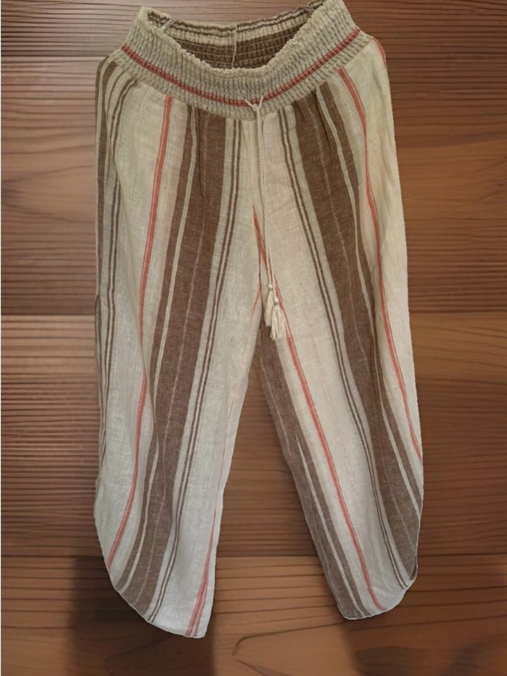 Vanilla Star boho striped linen blend pants